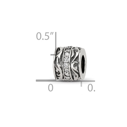 Sterling Silver Reflections CZ Antiqued Swirl Design Bead