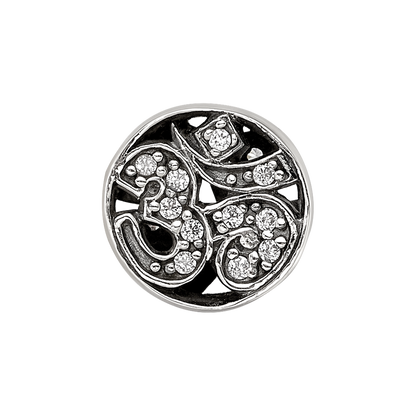 Sterling Silver Reflections Antiqued CZ Om Symbol Bead