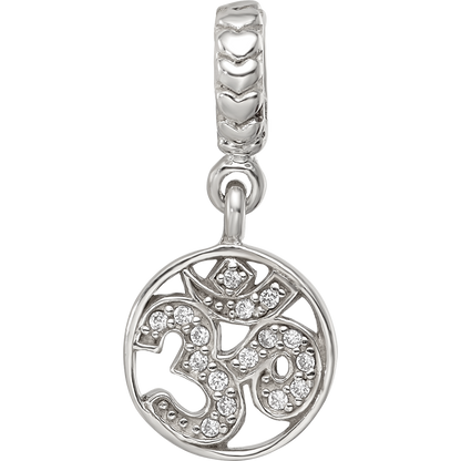 Sterling Silver Reflections CZ Om Symbol Dangle Bead
