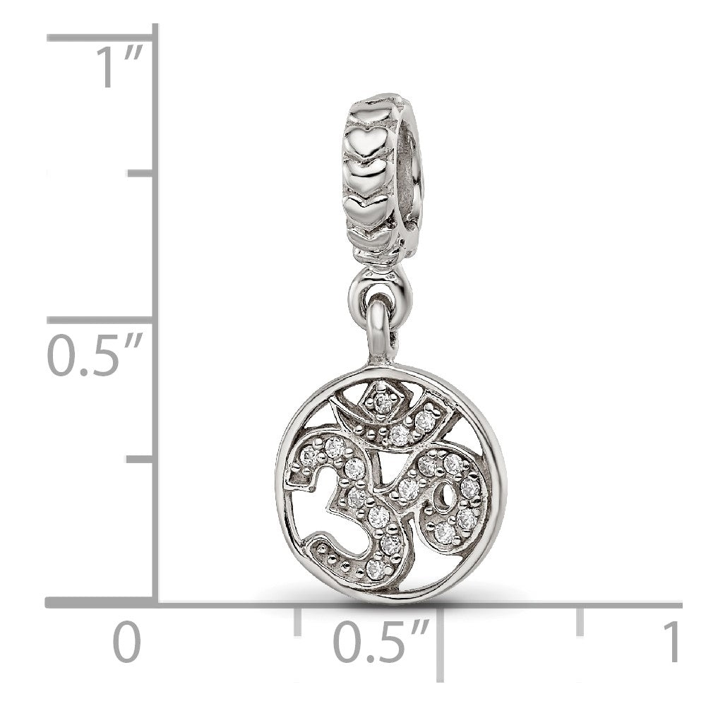 Sterling Silver Reflections CZ Om Symbol Dangle Bead