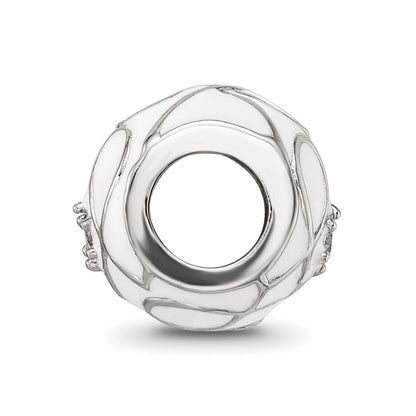 Sterling Silver Reflections White Enamel CZ Loop Pattern Bead