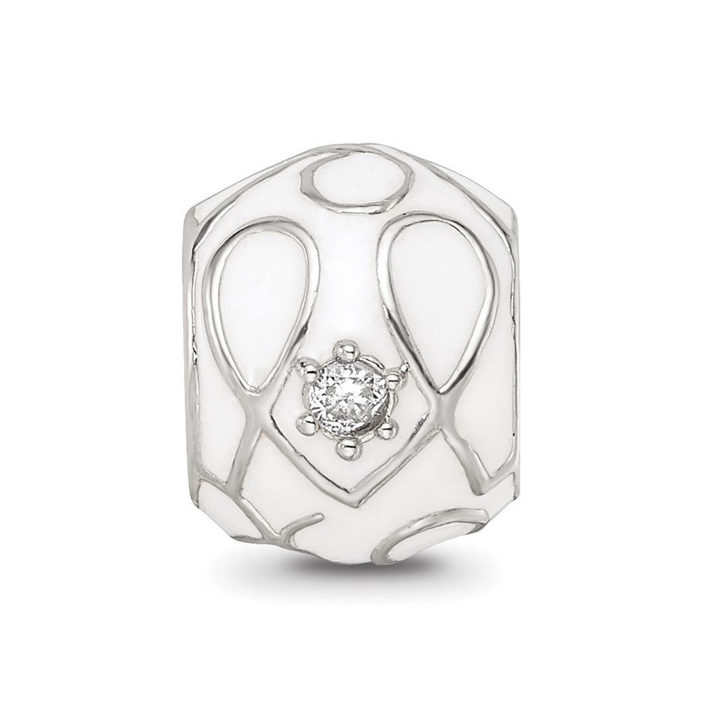 Sterling Silver Reflections White Enamel CZ Loop Pattern Bead