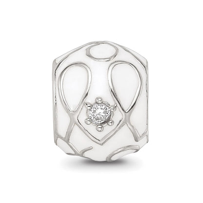 Sterling Silver Reflections White Enamel CZ Loop Pattern Bead