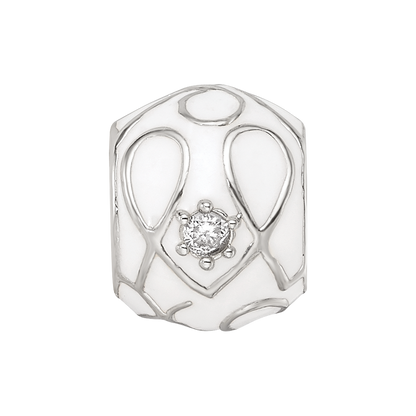 Sterling Silver Reflections White Enamel CZ Loop Pattern Bead
