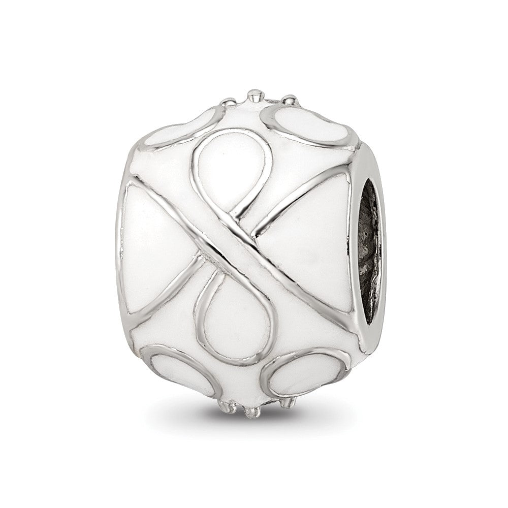 Sterling Silver Reflections White Enamel CZ Loop Pattern Bead
