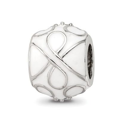 Sterling Silver Reflections White Enamel CZ Loop Pattern Bead