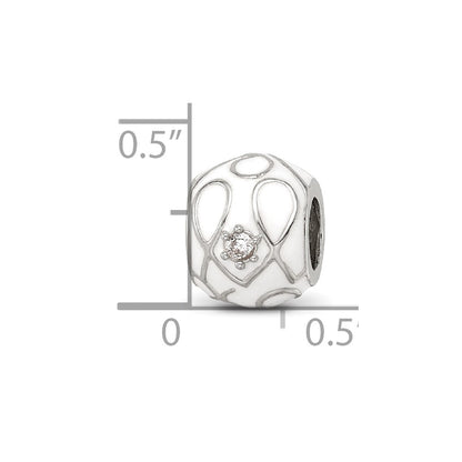 Sterling Silver Reflections White Enamel CZ Loop Pattern Bead