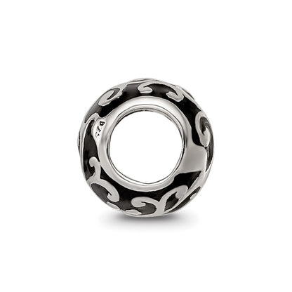 Sterling Silver Reflections Enamel Swirly Hearts Pattern Bead