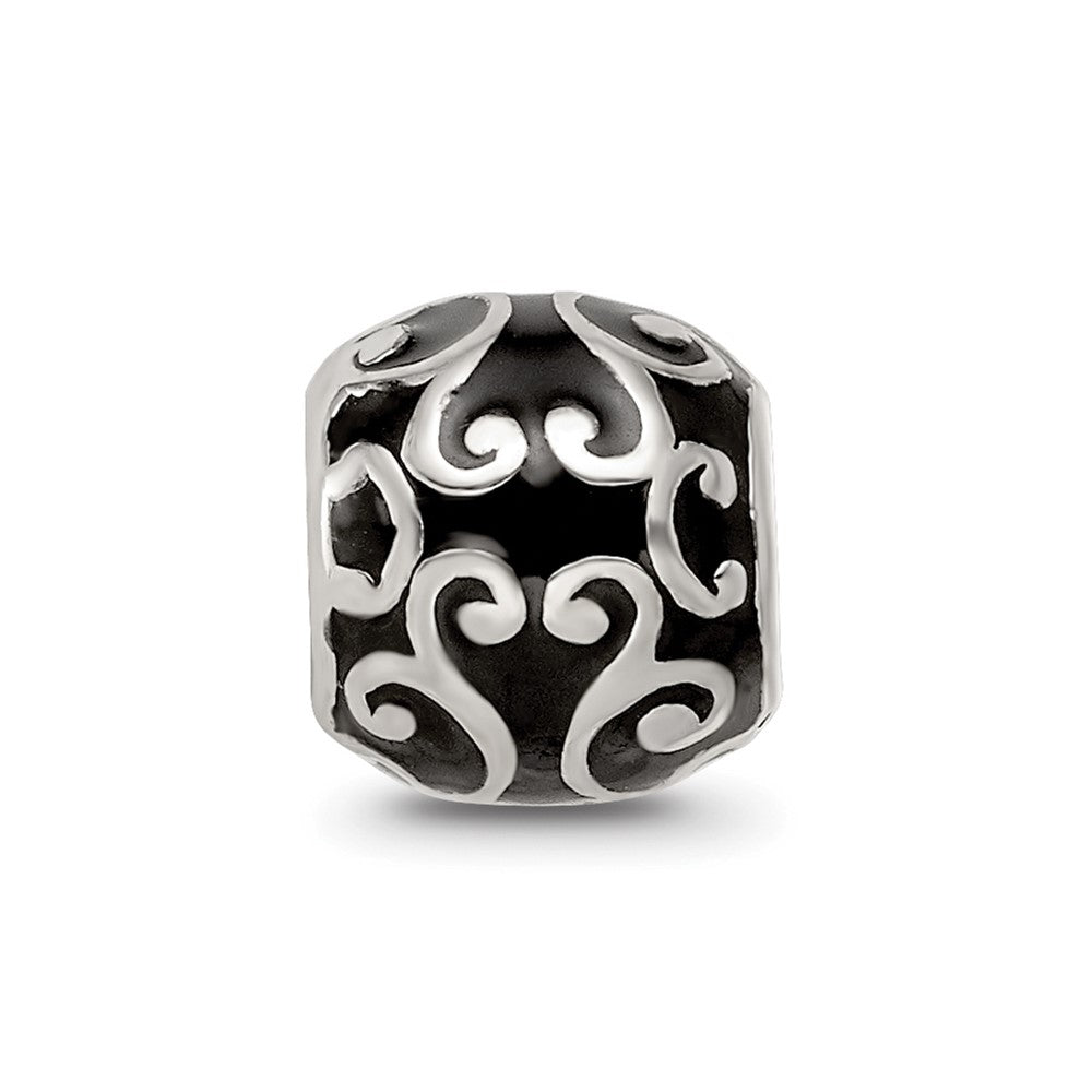 Sterling Silver Reflections Enamel Swirly Hearts Pattern Bead