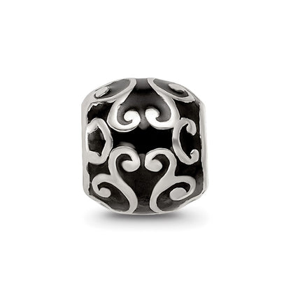 Sterling Silver Reflections Enamel Swirly Hearts Pattern Bead
