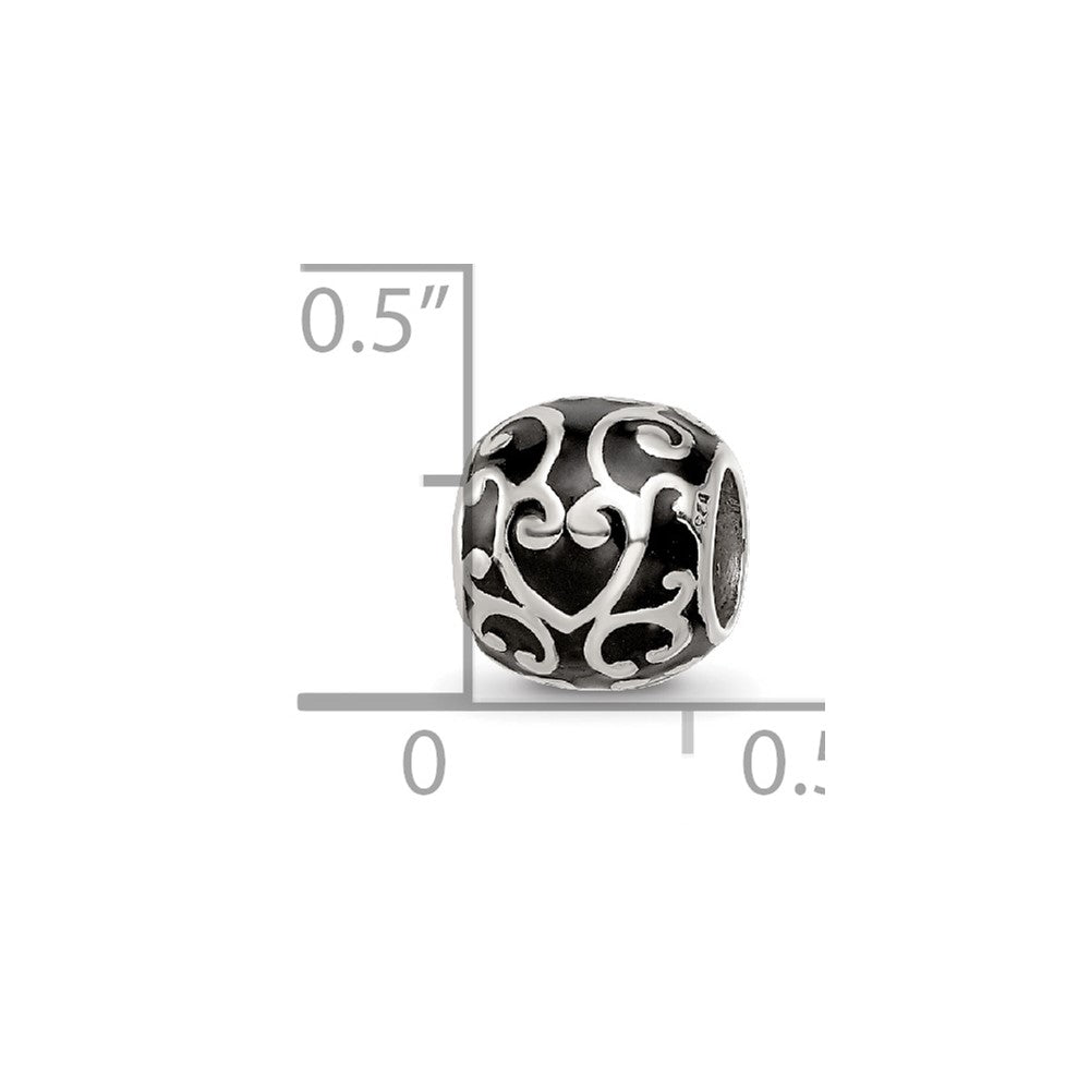 Sterling Silver Reflections Enamel Swirly Hearts Pattern Bead