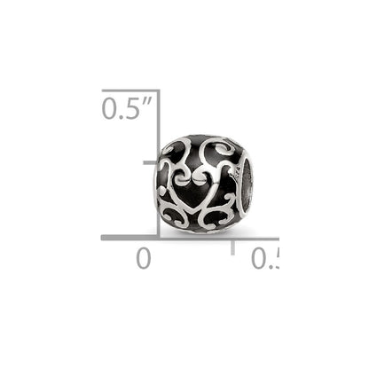 Sterling Silver Reflections Enamel Swirly Hearts Pattern Bead