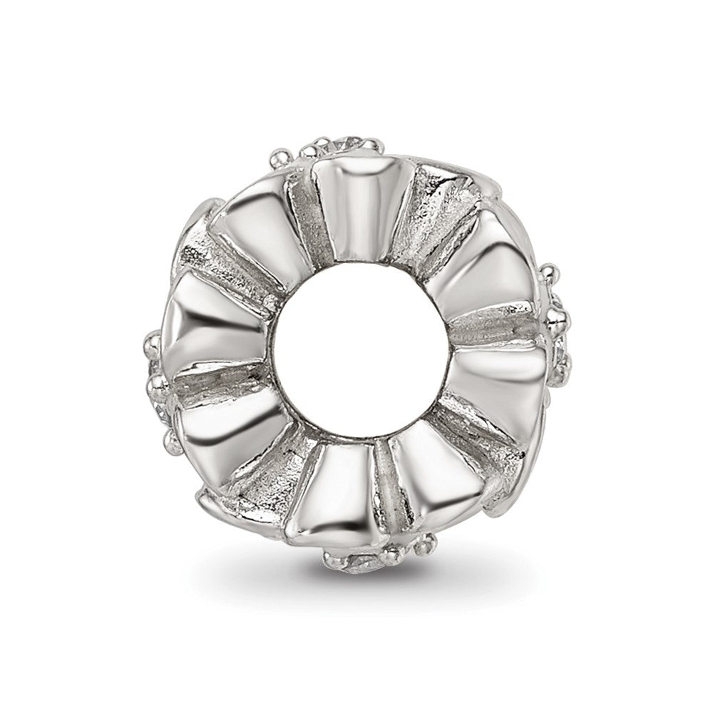Sterling Silver Reflections White Enamel CZ Floral Bead