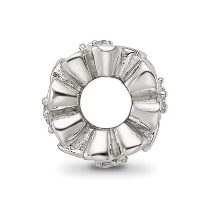 Sterling Silver Reflections White Enamel CZ Floral Bead