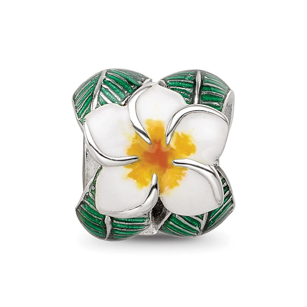 Sterling Silver Reflections Enamel Flower & Leaves Round Bead