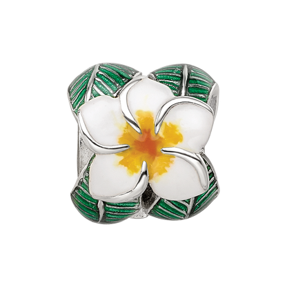 Sterling Silver Reflections Enamel Flower & Leaves Round Bead