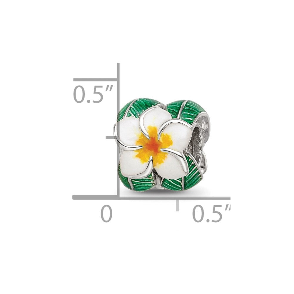 Sterling Silver Reflections Enamel Flower & Leaves Round Bead
