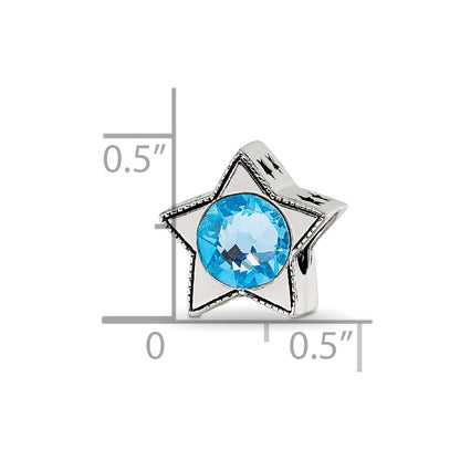 Sterling Silver Reflections Preciosa Crystal March Birthstone Star Bead