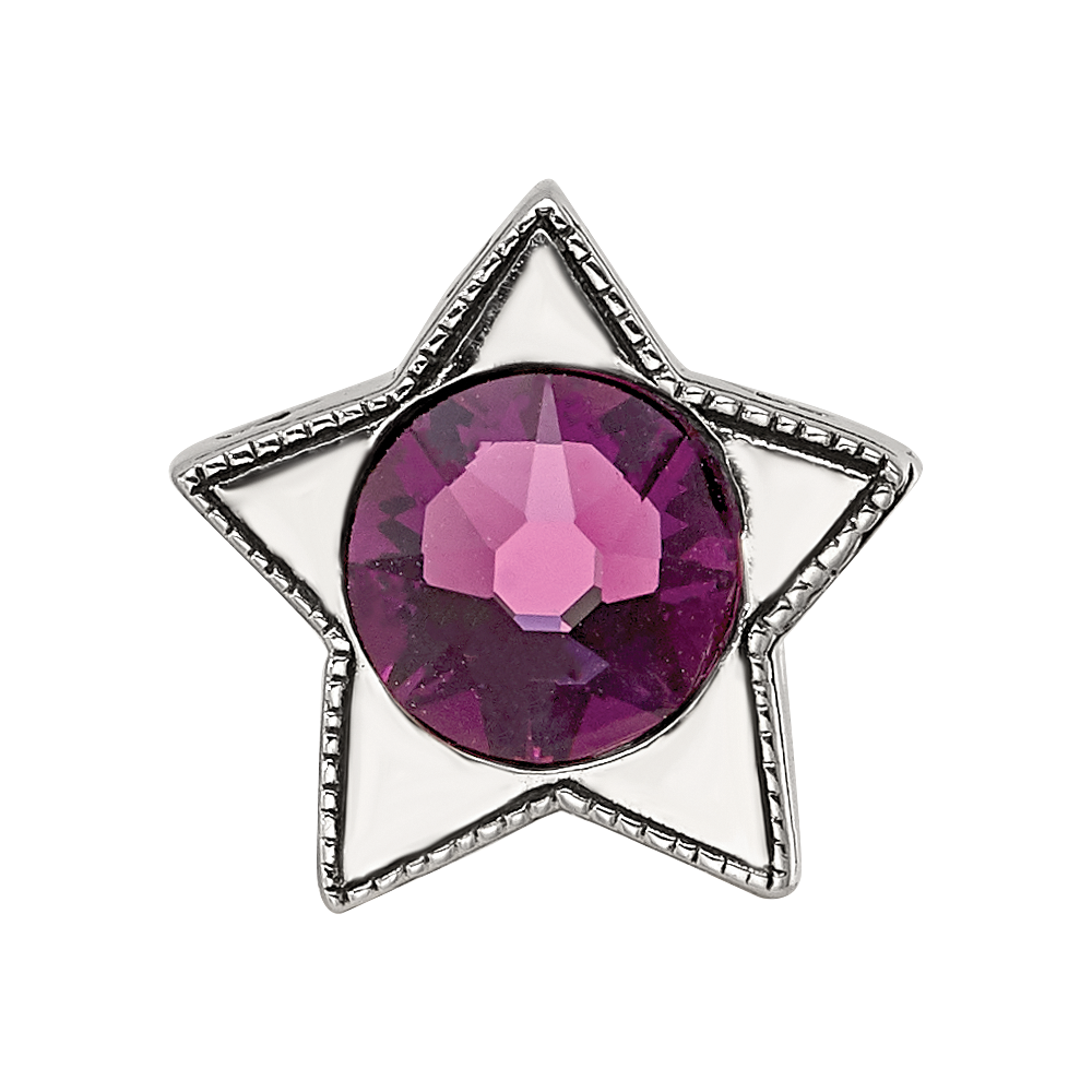 Sterling Silver Reflections Preciosa Crystal Febuary Birthstone Star Bead