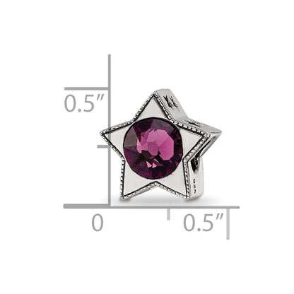 Sterling Silver Reflections Preciosa Crystal Febuary Birthstone Star Bead
