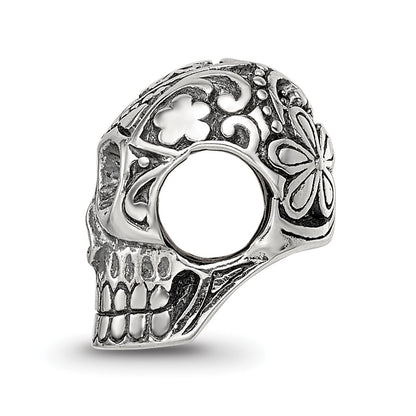 Sterling Silver Reflections Antiqued Calaveras Skull Bead