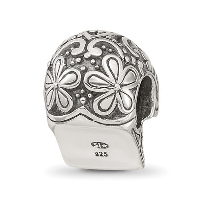 Sterling Silver Reflections Antiqued Calaveras Skull Bead