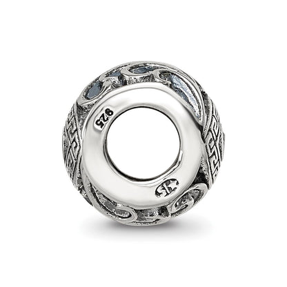 Sterling Silver Reflections CZ Eye & Pattern Round Bead