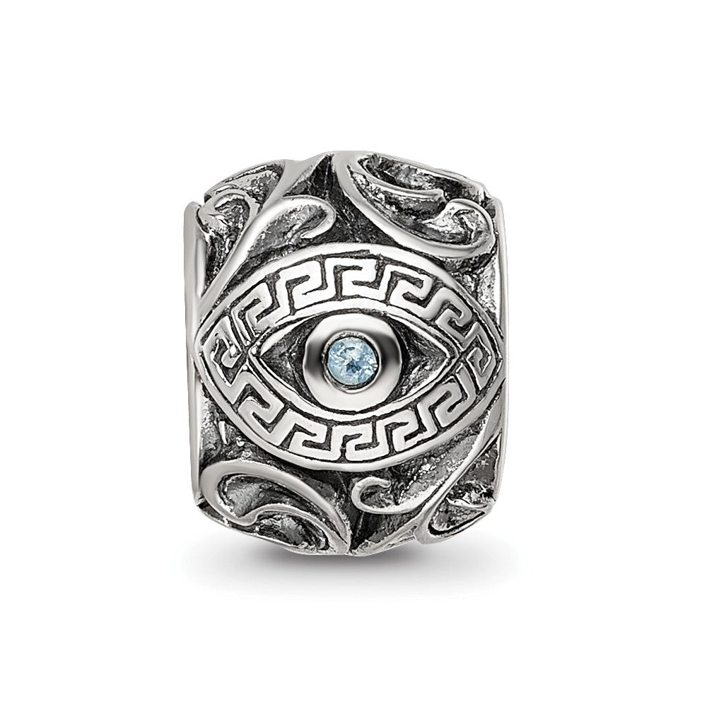 Sterling Silver Reflections CZ Eye & Pattern Round Bead