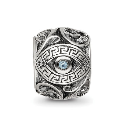 Sterling Silver Reflections CZ Eye & Pattern Round Bead