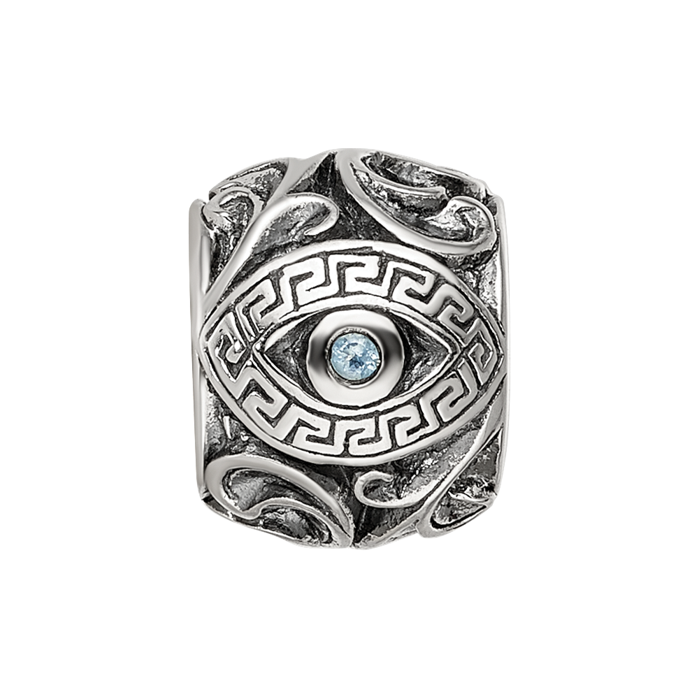 Sterling Silver Reflections CZ Eye & Pattern Round Bead