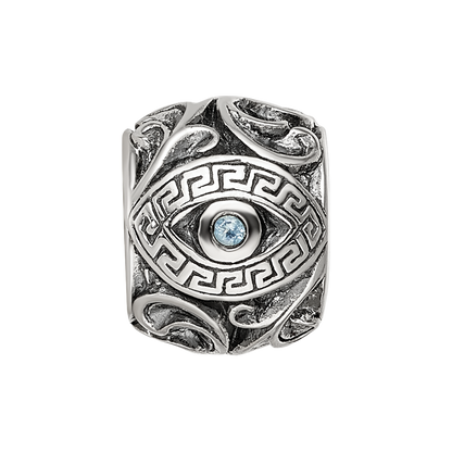 Sterling Silver Reflections CZ Eye & Pattern Round Bead