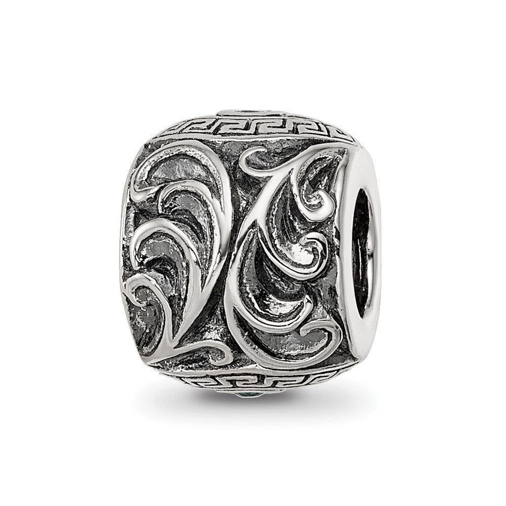 Sterling Silver Reflections CZ Eye & Pattern Round Bead
