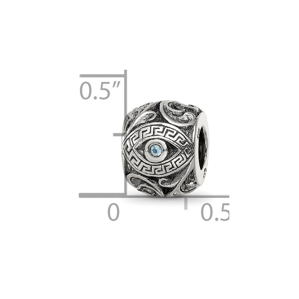 Sterling Silver Reflections CZ Eye & Pattern Round Bead