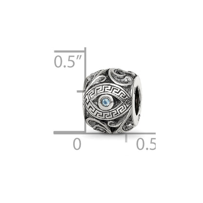 Sterling Silver Reflections CZ Eye & Pattern Round Bead