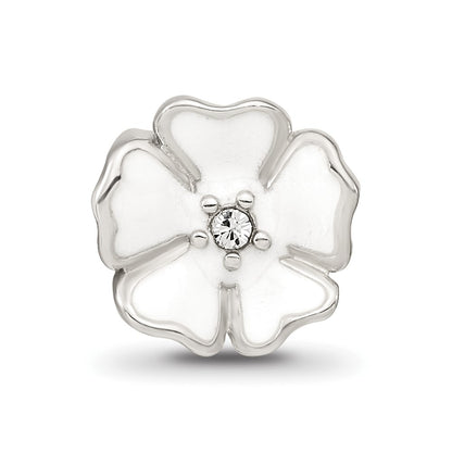 Sterling Silver Reflections White Enamel CZ Flower Bead