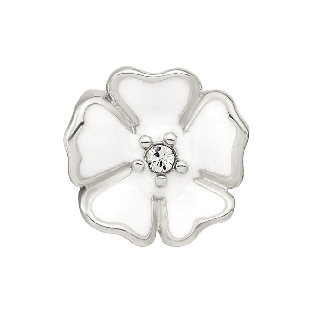 Sterling Silver Reflections White Enamel CZ Flower Bead