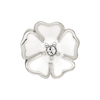 Sterling Silver Reflections White Enamel CZ Flower Bead