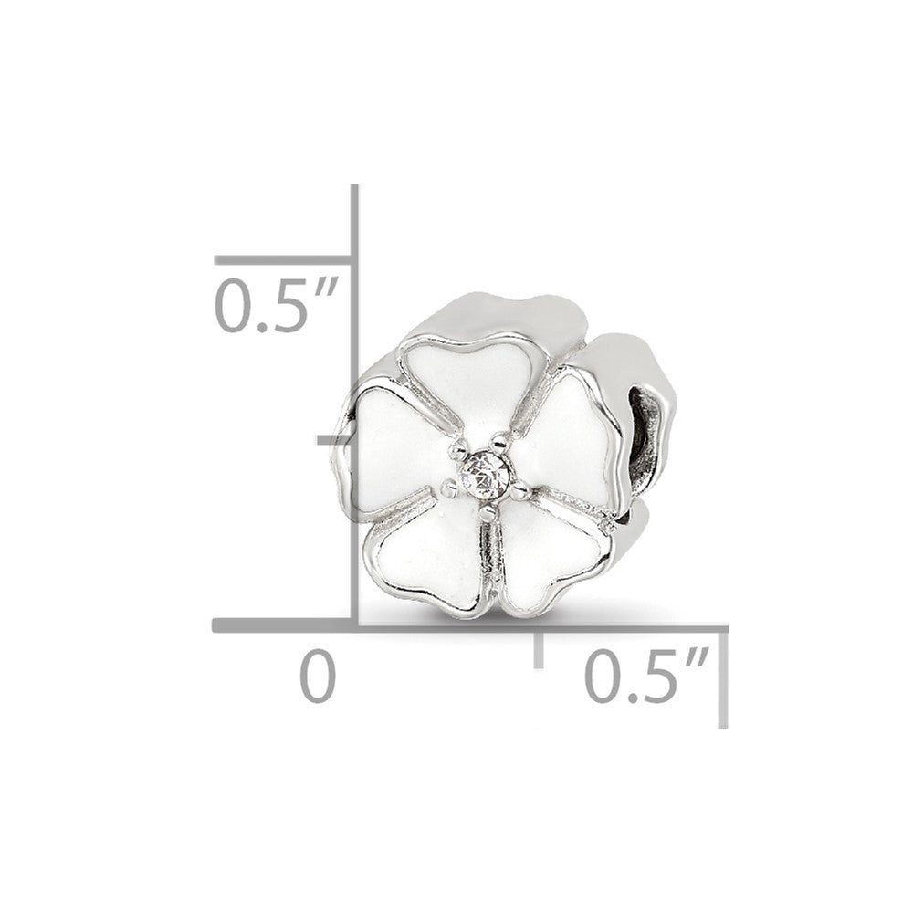 Sterling Silver Reflections White Enamel CZ Flower Bead