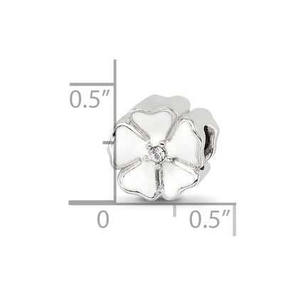 Sterling Silver Reflections White Enamel CZ Flower Bead