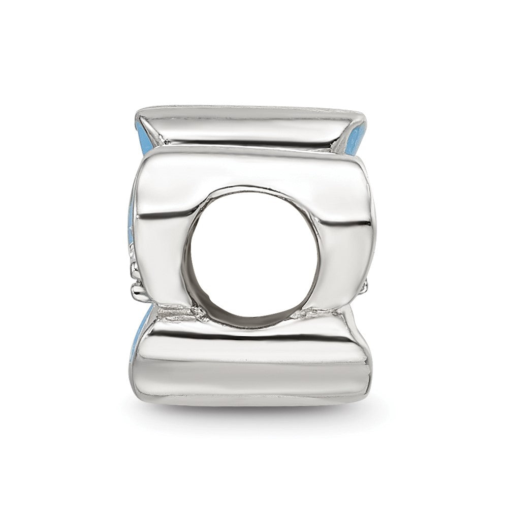 Sterling Silver Reflections Blue Enamel CZ Flower Bead
