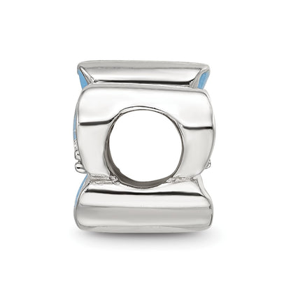 Sterling Silver Reflections Blue Enamel CZ Flower Bead