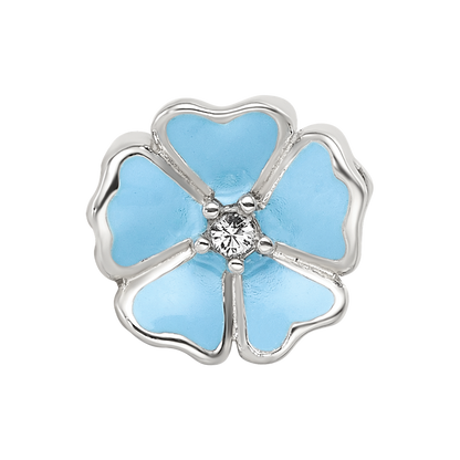 Sterling Silver Reflections Blue Enamel CZ Flower Bead