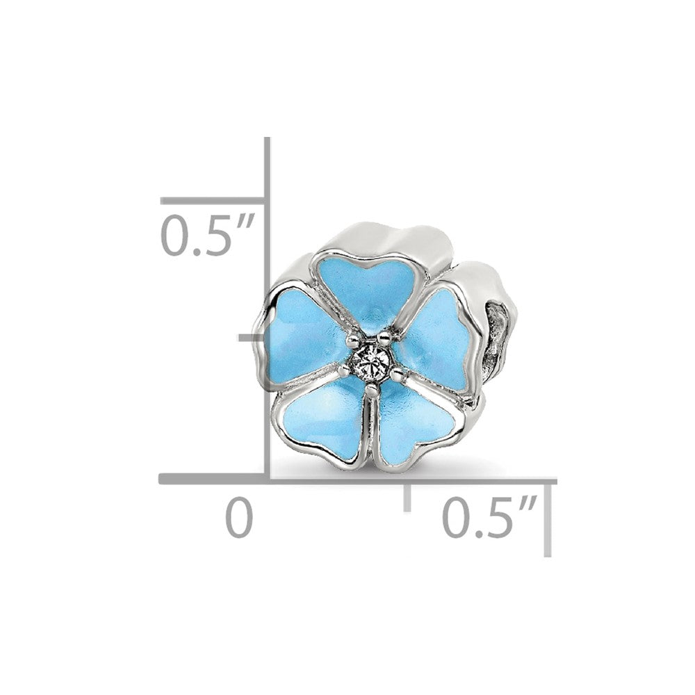 Sterling Silver Reflections Blue Enamel CZ Flower Bead