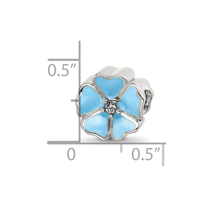 Sterling Silver Reflections Blue Enamel CZ Flower Bead