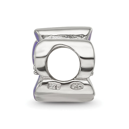 Sterling Silver Reflections Purple Enamel CZ Flower Bead