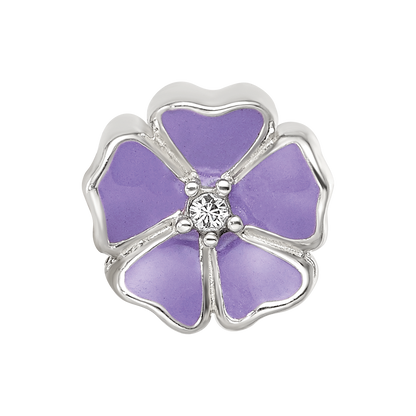 Sterling Silver Reflections Purple Enamel CZ Flower Bead