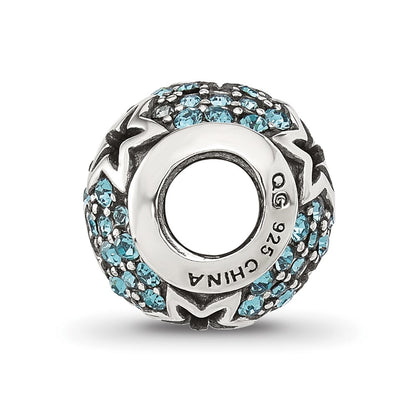 Sterling Silver Reflections Blue CZ Stars Round Bead
