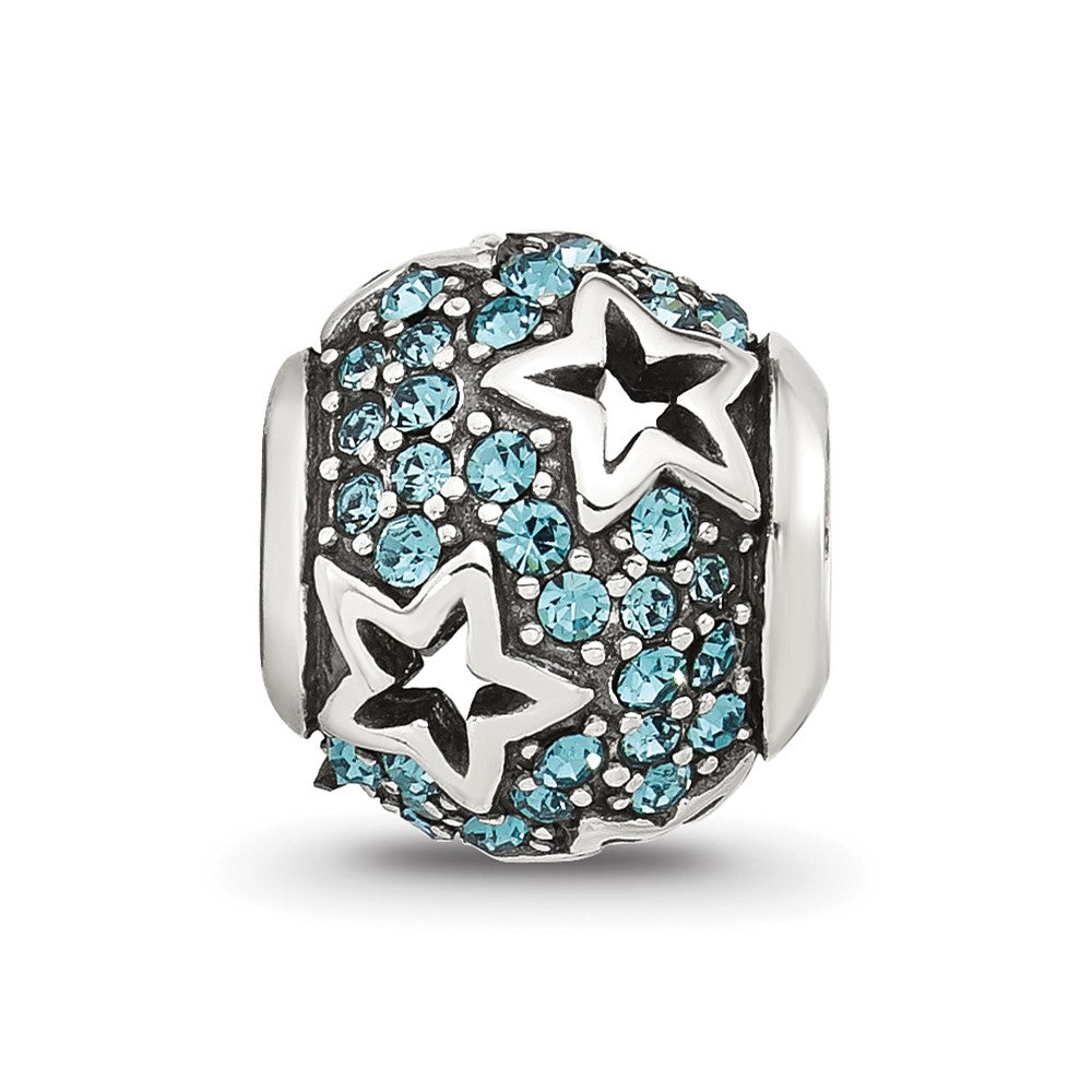 Sterling Silver Reflections Blue CZ Stars Round Bead