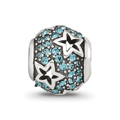 Sterling Silver Reflections Blue CZ Stars Round Bead