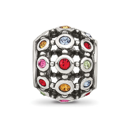 Sterling Silver Reflections Multi-color CZ Round Bead